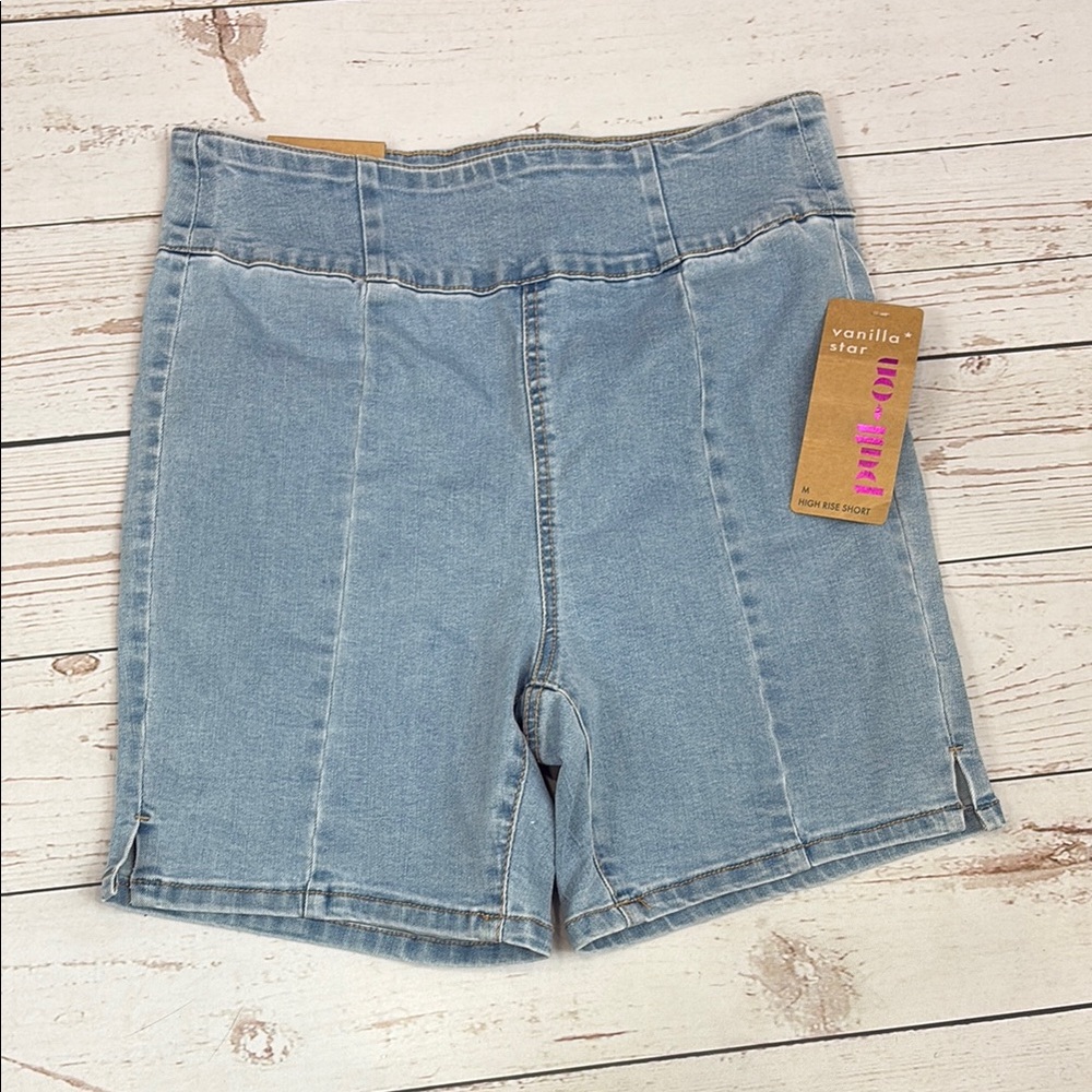 Vanilla Star Blue Elastic Waist Jean Shorts
